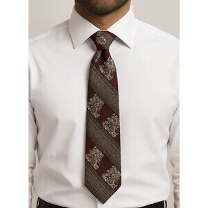 Vintage Robert Talbott Silk Tie Mens Burgundy Greek Key Column 90s Made in USA